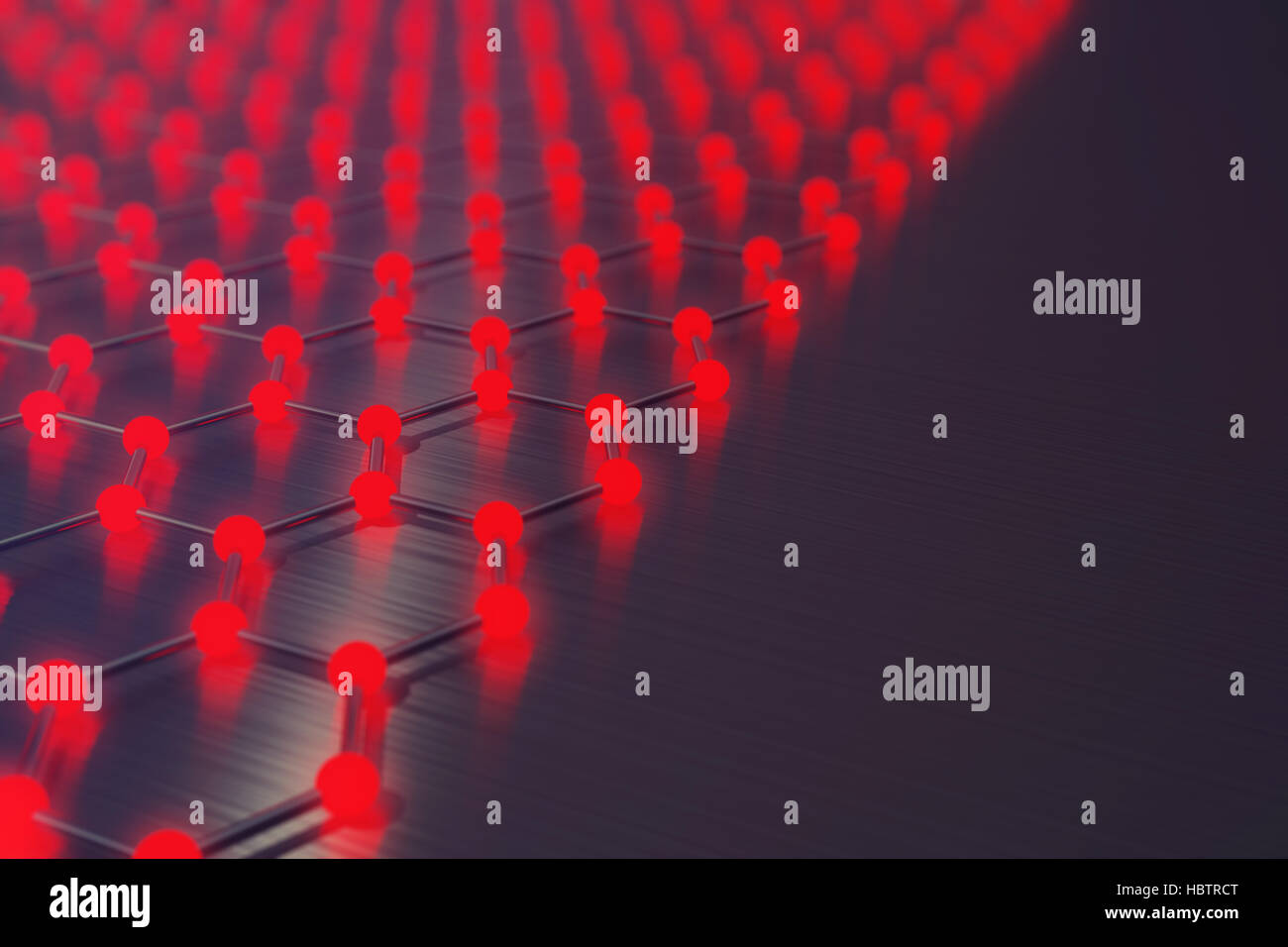 3D rendering red abstract nanotecnologie esagonale forma geometrica di close-up, concetto grafene struttura atomica, concetto grafene struttura molecolare. Foto Stock