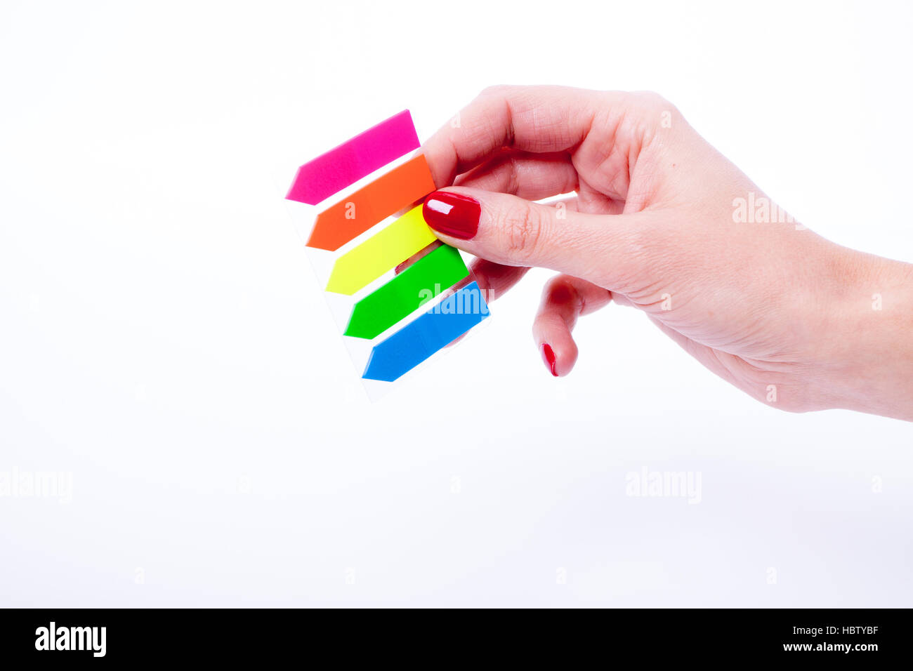 Femmina tenuta a mano le linguette di colore Foto Stock