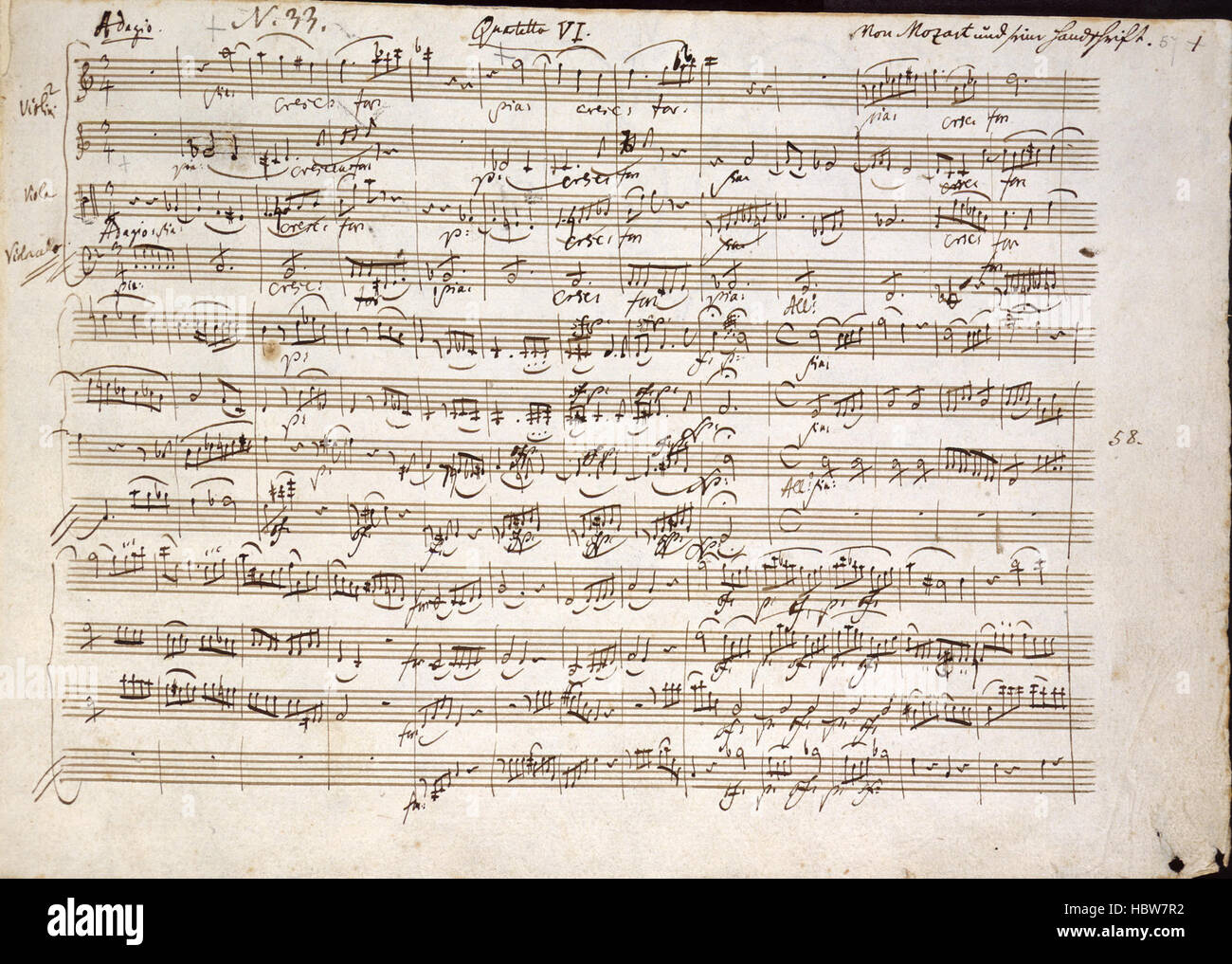 Sei Quartetts dedicato a Haydn [Op.10] - didascalia: '(intera folio) MS Mozart' Sei Quartetts dedicato a Haydn [Op10] - didascalia '(intera folio) Foto Stock