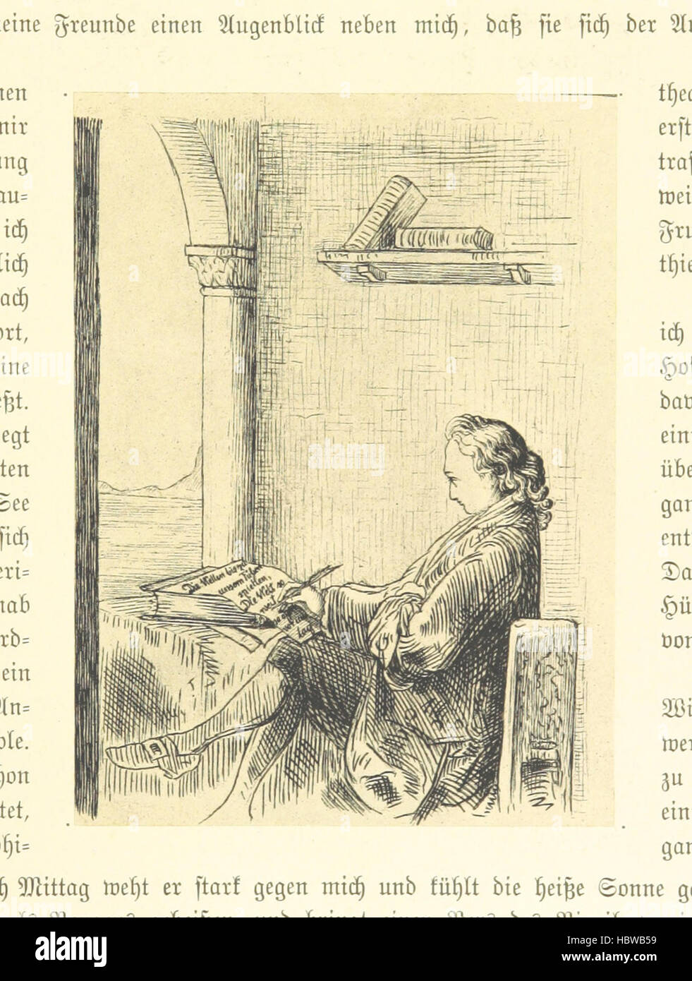 L'illustrazione raffigura il viaggio italiano di Goethe, mostrando città italiane, strade, architettura, paesaggi, monumenti culturali ed esperienze di viaggio descritte nei suoi scritti. Foto Stock