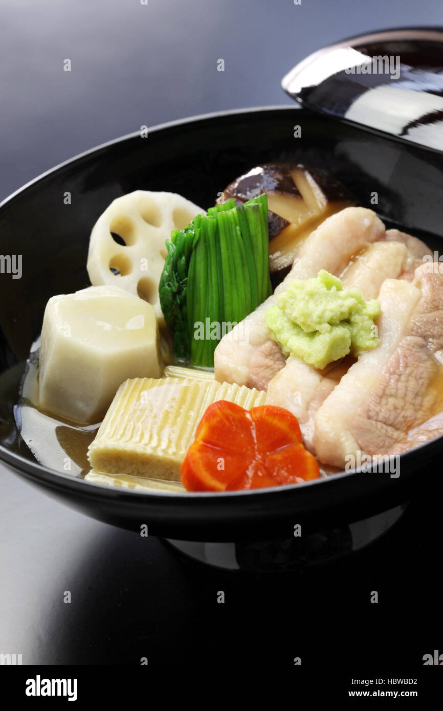 Jibuni, Kanazawa anatra stile spezzatino di carne, cucina giapponese Foto Stock