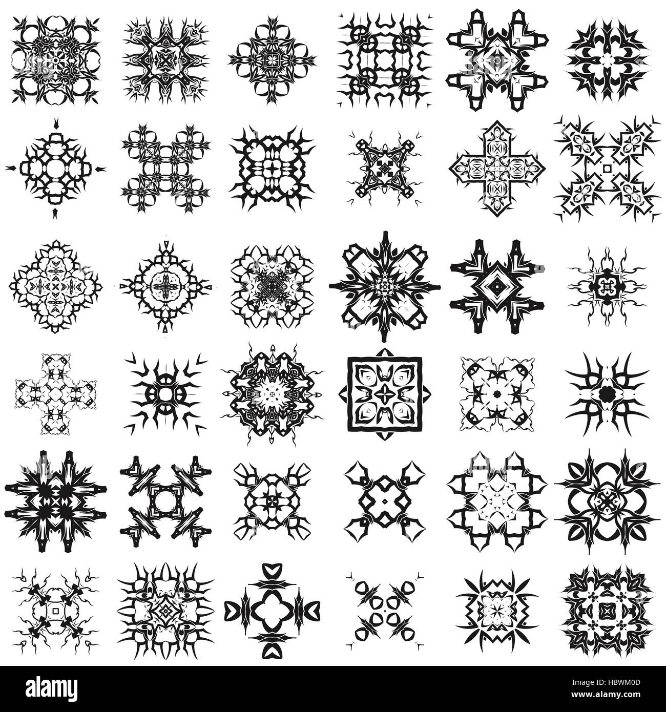 Set di diverse rosette tribali Tattoo Design Illustrazione Vettoriale
