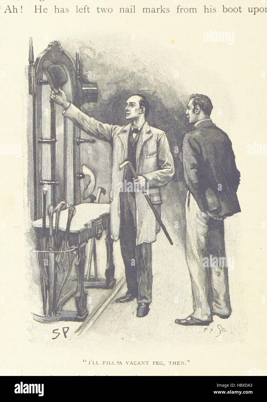 Questa pagina presenta le storie di "The Memoirs of Sherlock Holmes", tra cui casi, indagini, personaggi, ambientazioni di Londra, crimini, deduzioni e illustrazioni. Foto Stock