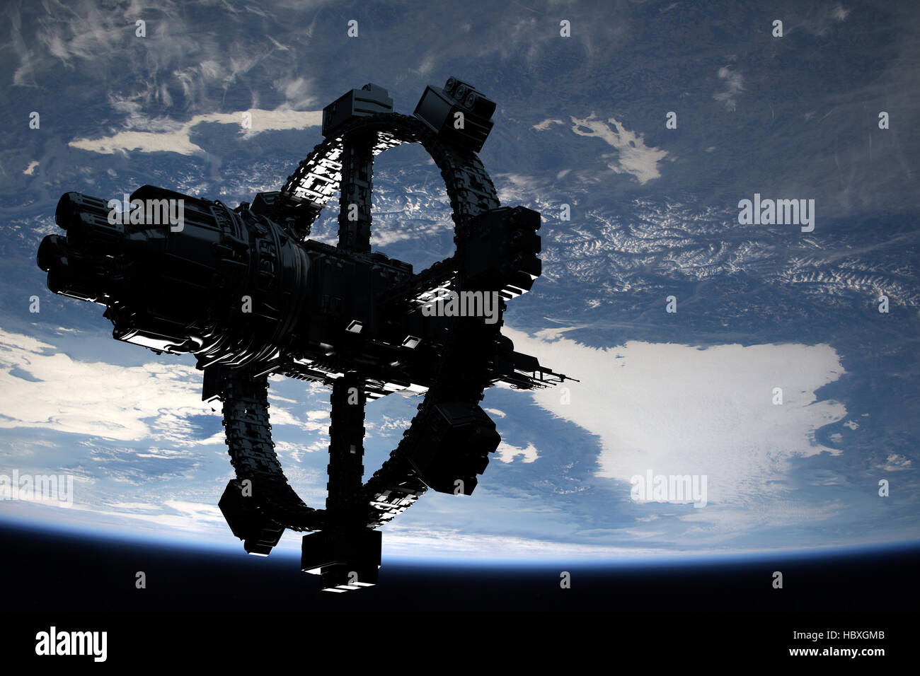 La stazione spaziale in orbita attorno alla terra Foto Stock
