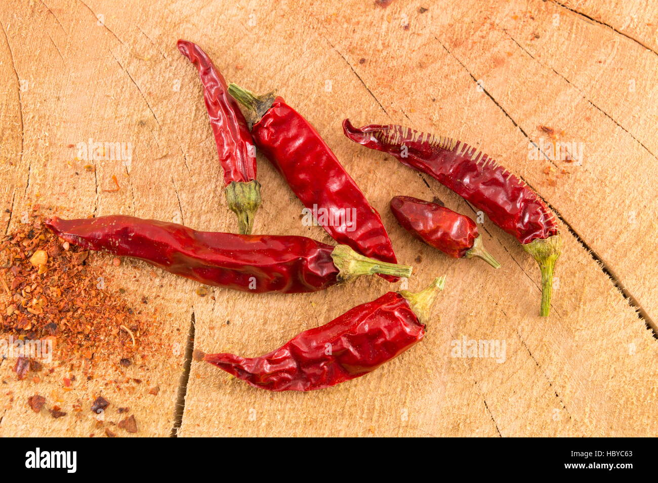 Paprika e peperoni secchi closeup Foto Stock