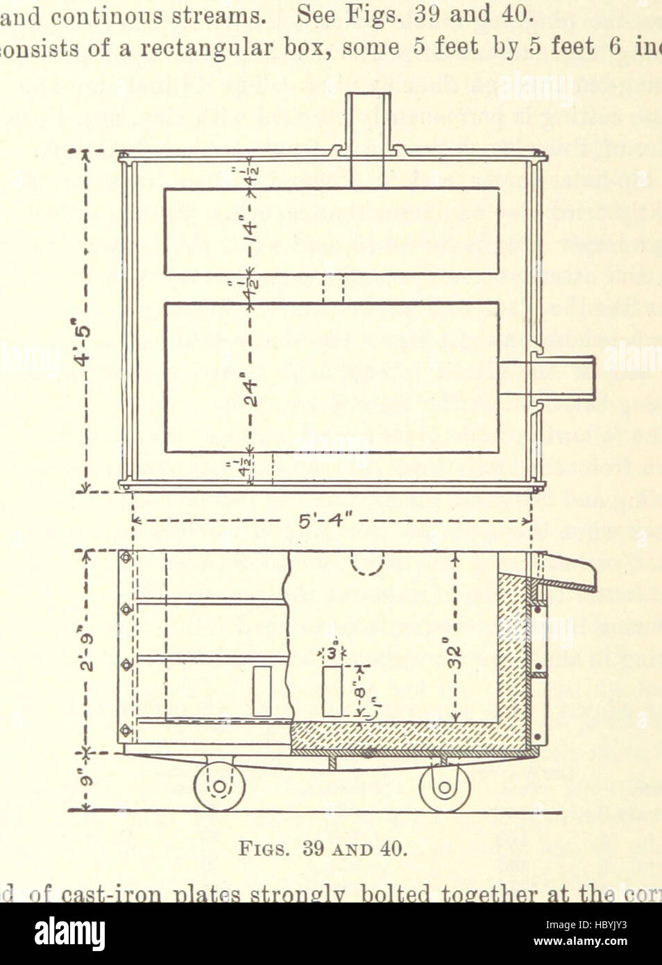Illustrazione che mostra i moderni processi di fusione del rame, tra cui forni, metalli fusi, raffinazione, colata, operai, apparecchiature industriali, camini e movimentazione dei materiali. Foto Stock