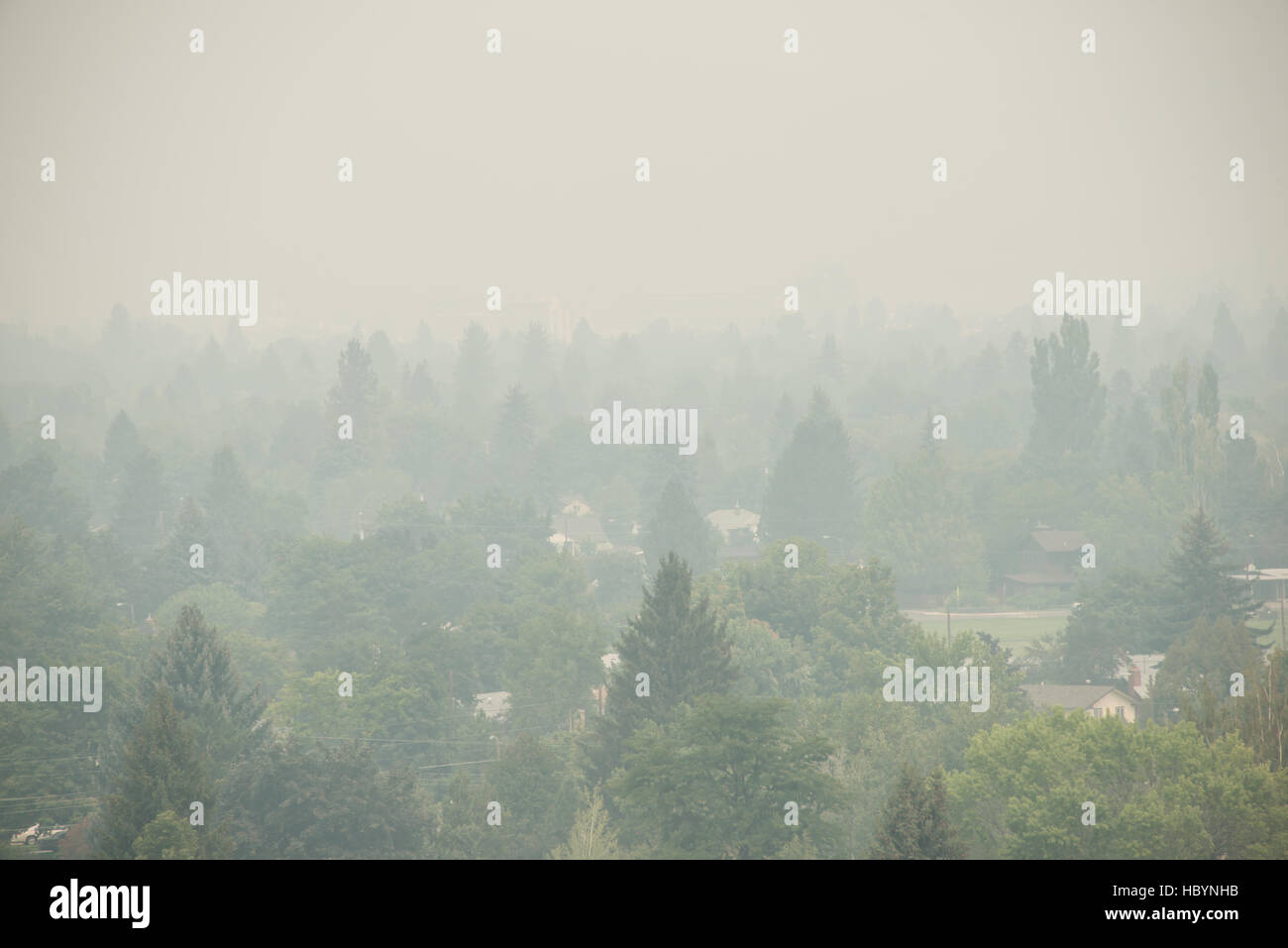 Smoky giorno nella città di Missoula, Montana. Foto Stock