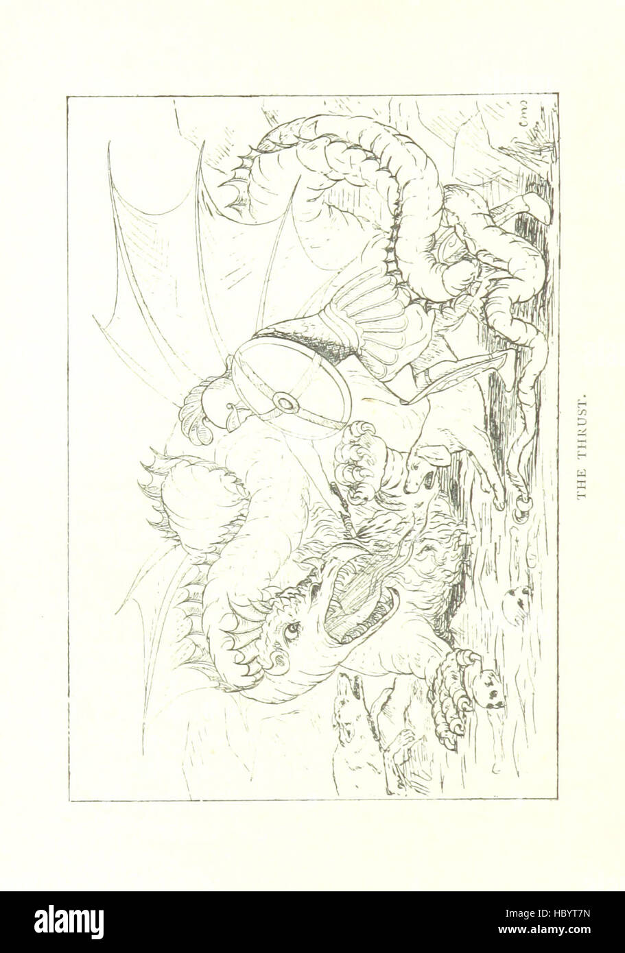 Questa immagine tratta da pagina 152 di "San Giorgio e il Drago" raffigura la leggendaria battaglia tra San Giorgio e il drago, tra cui cavaliere, drago, ambientazione medievale, armatura, armi e azione eroica, illustrati per mostrare folklore e mitologia. Foto Stock