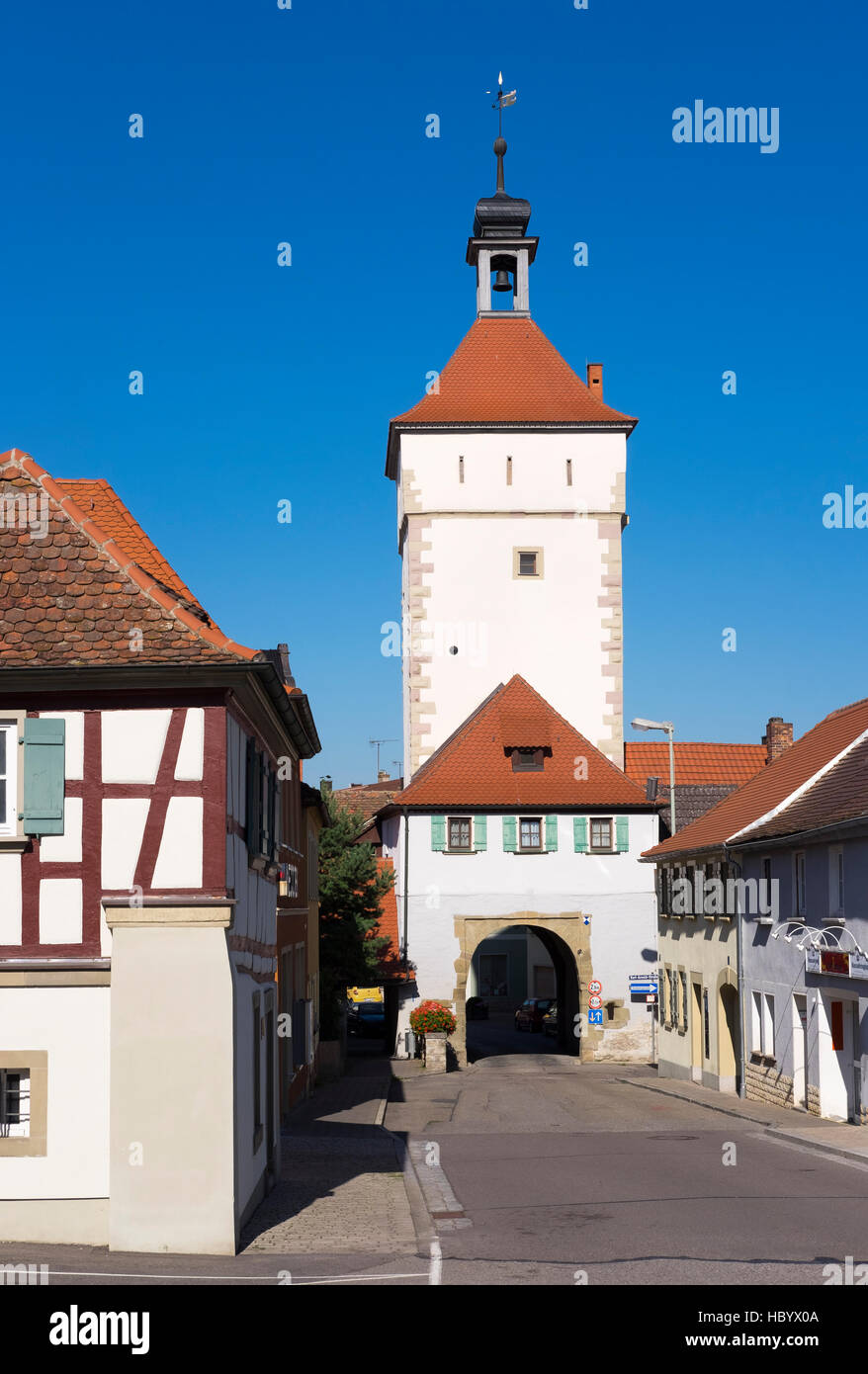Ansbacher gate, Uffenheim, Media Franconia, Franconia, Baviera, Germania Foto Stock