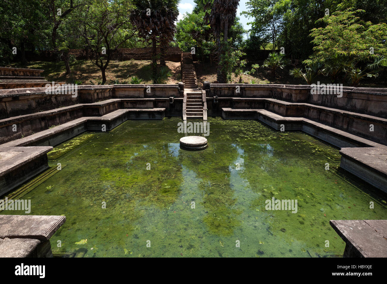 Principe della vasca, Kumara Pokuna, città sacra, Polonnaruwa, Nord provincia centrale, Sri Lanka Foto Stock