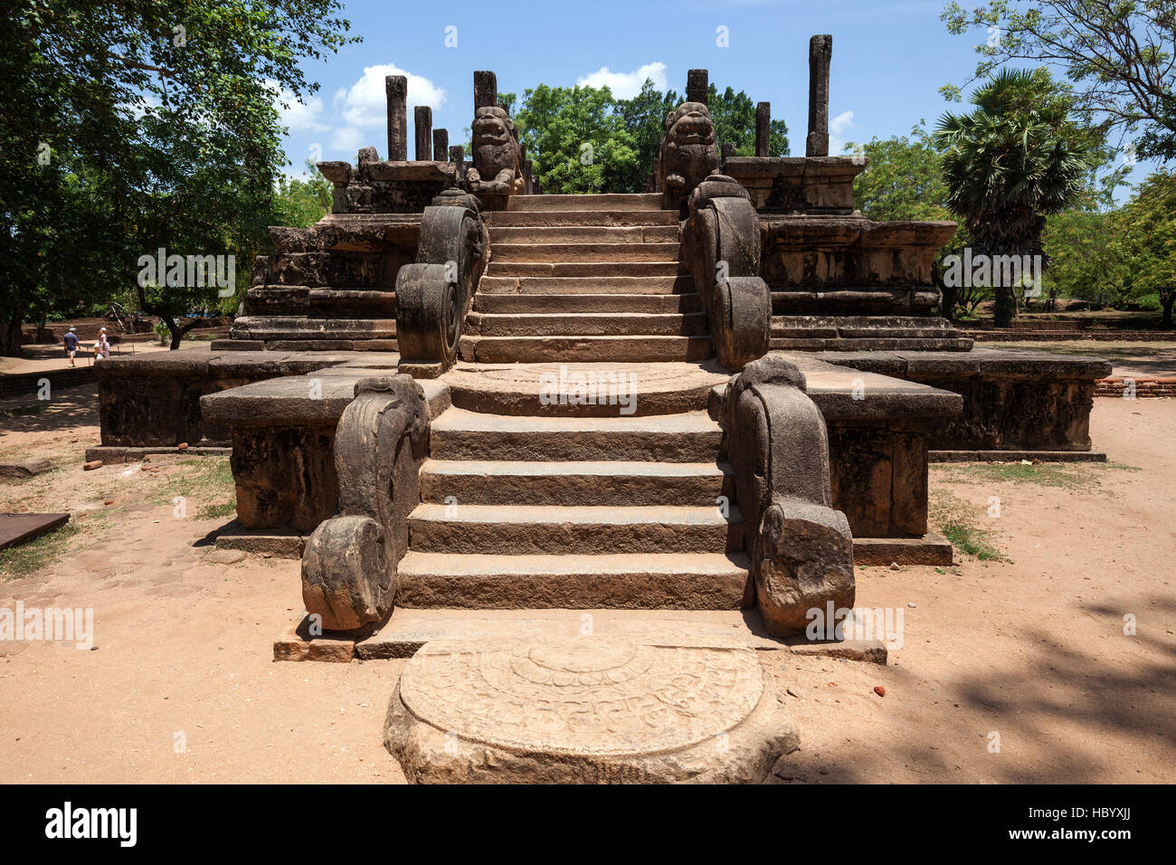 Consiglio reale Hall, Rajavesya Bhunjanga, città sacra, Polonnaruwa, Nord provincia centrale, Sri Lanka Foto Stock