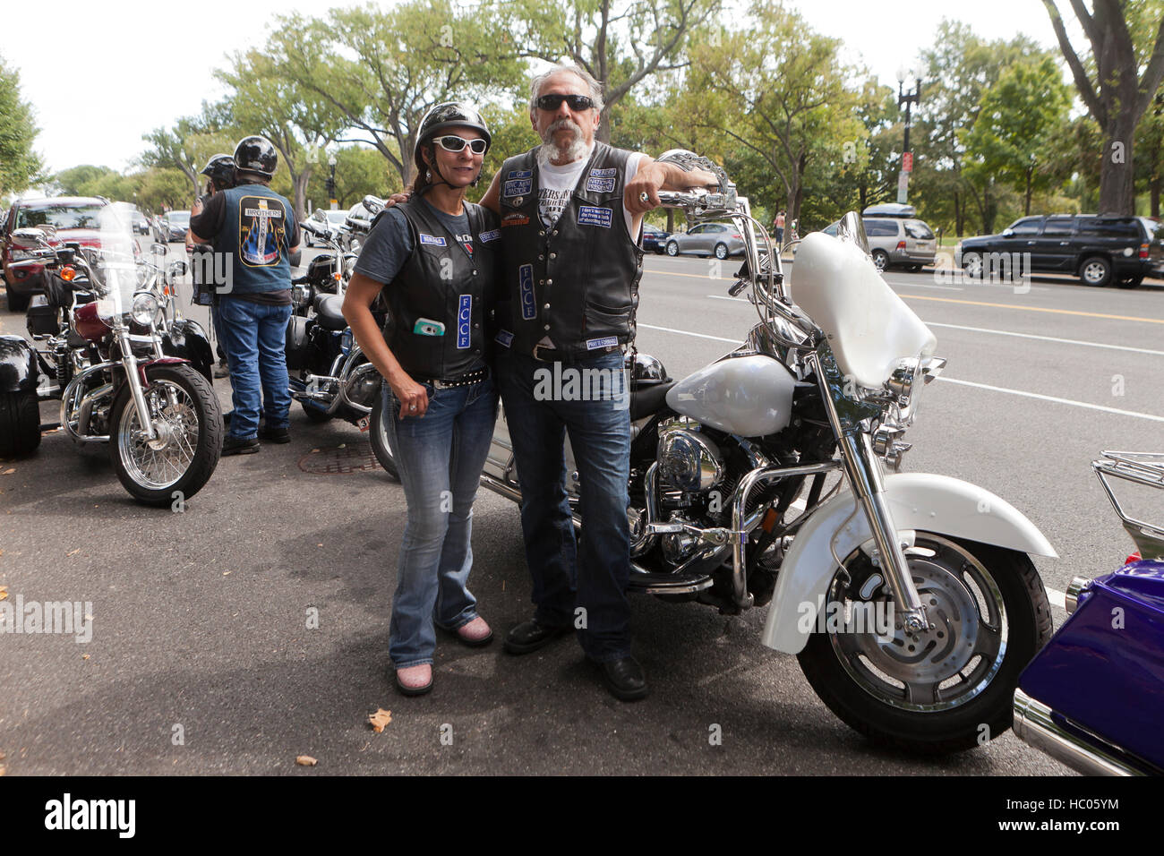 Christian Harley Davidson Moto Rider i soci del club - USA Foto Stock