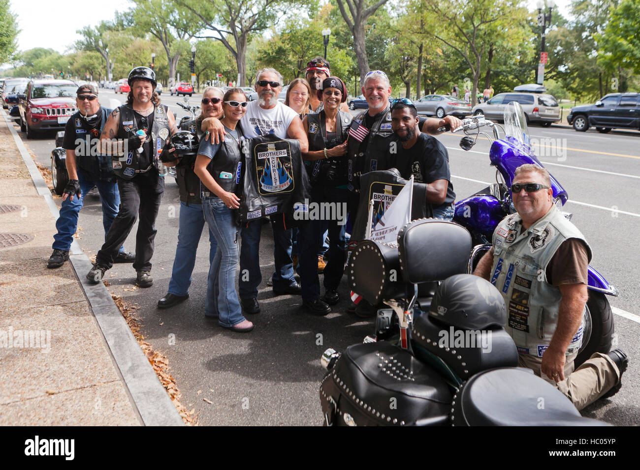 Christian Harley Davidson Moto Rider i soci del club - USA Foto Stock