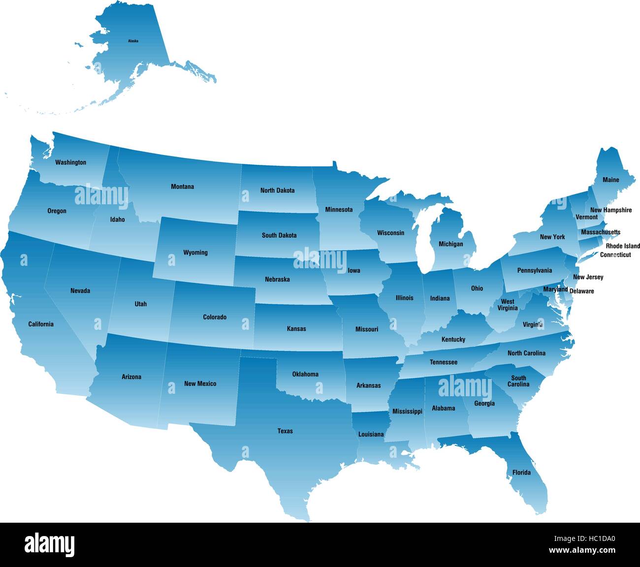 USA mappa su uno sfondo bianco. Illustrazione Vettoriale