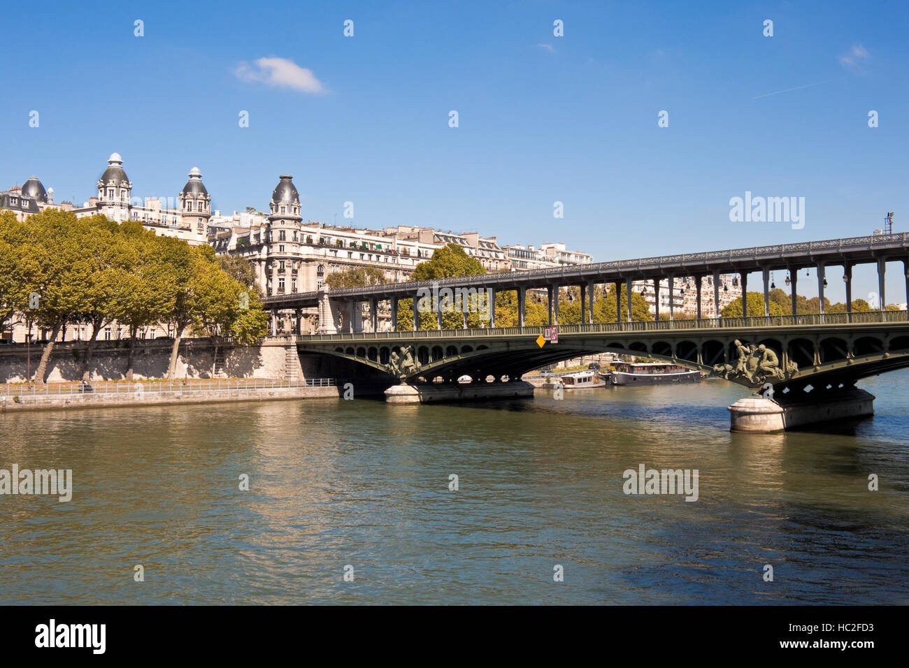 Ponte di Bir-Hakeim oltre il fiume Sein a Parigi, Francia Foto Stock