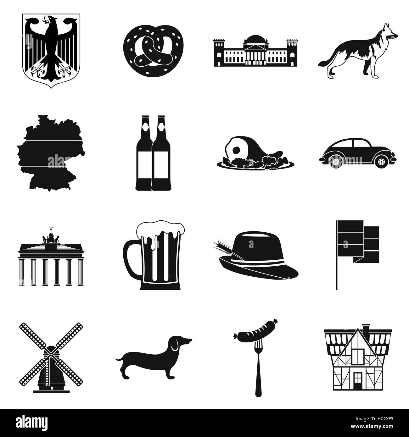 Germania nero icone semplici Illustrazione Vettoriale