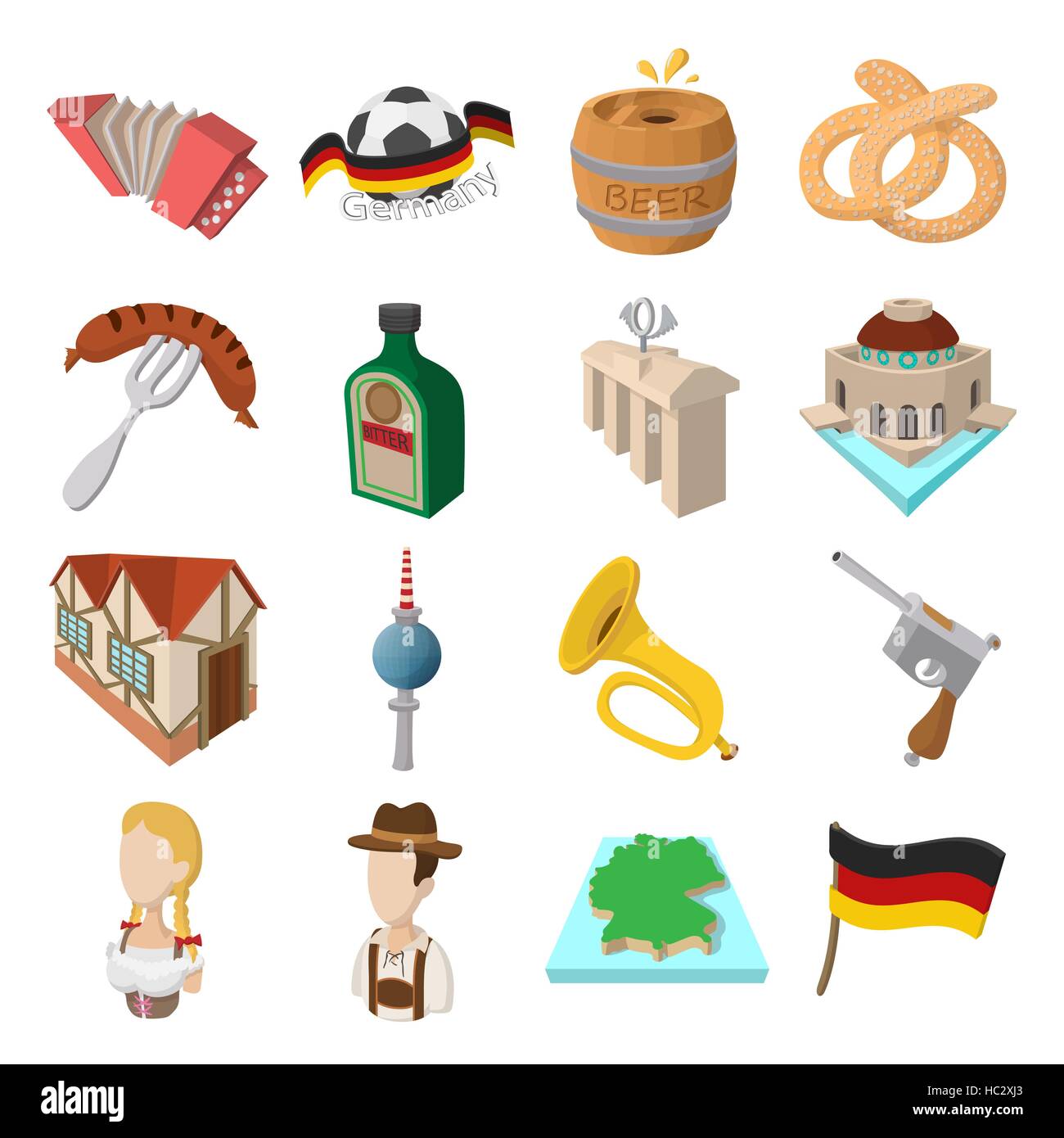 Germania icone cartoon Illustrazione Vettoriale