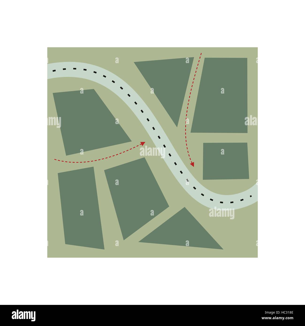 Mappa stilizzata figura piana Illustrazione Vettoriale