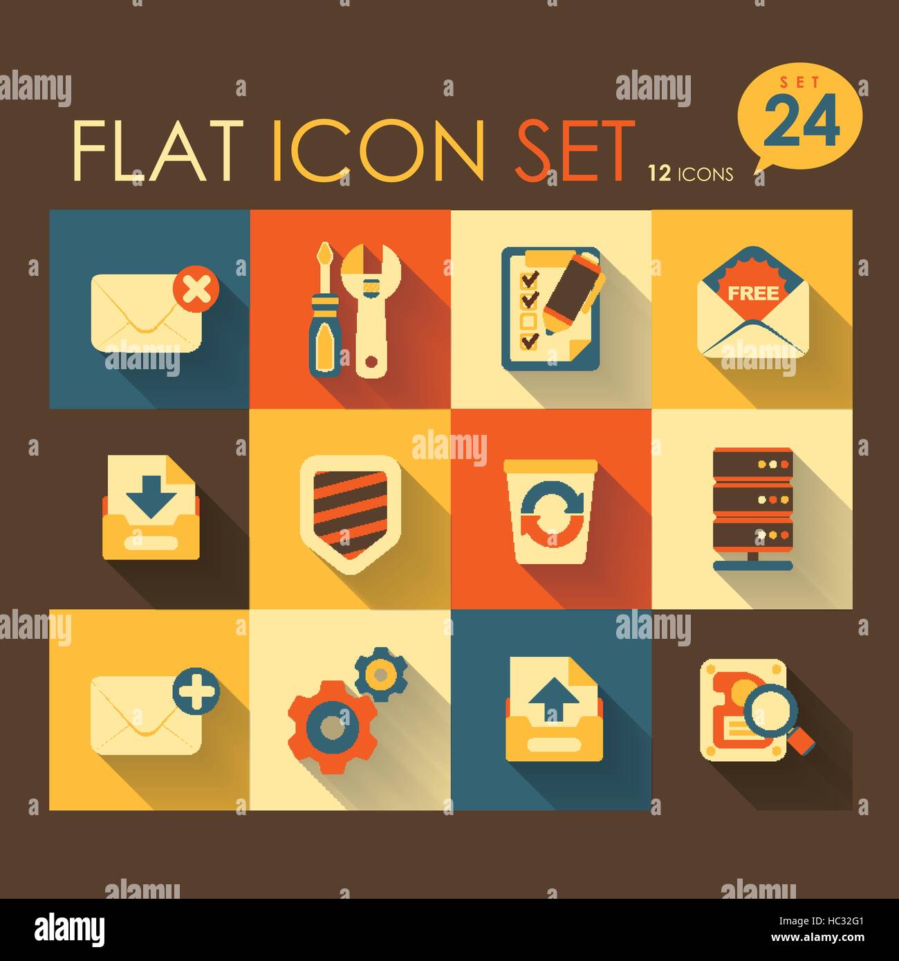 Internet & web icon set vettore design piatto Illustrazione Vettoriale