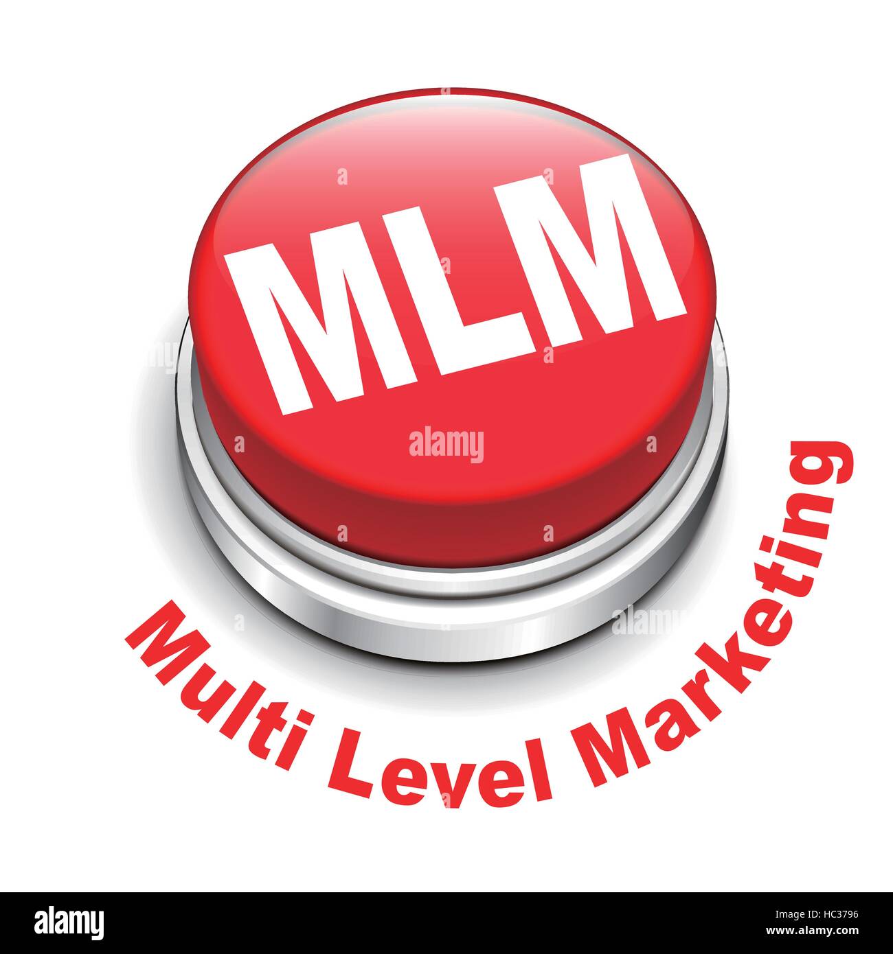 3d illustrazione di MLM ( Multi Level Marketing) pulsante isolato sfondo bianco Illustrazione Vettoriale