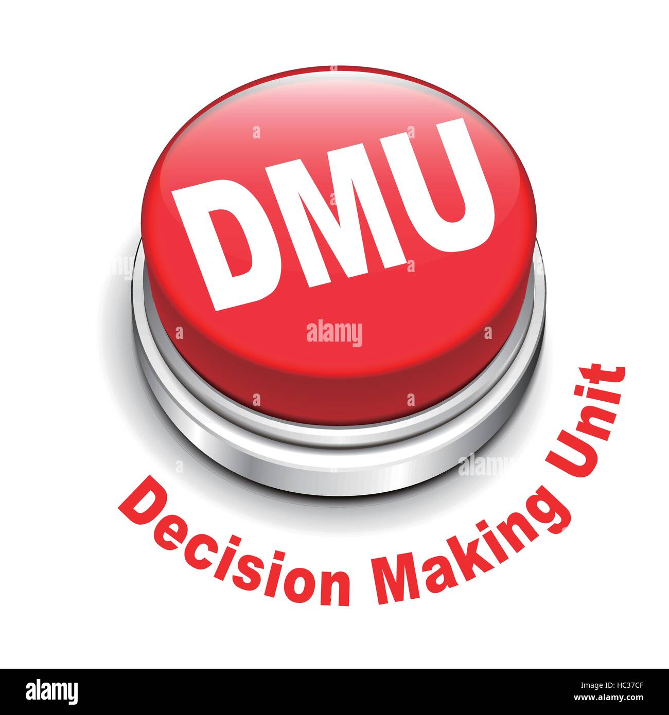 3d illustrazione della DMU unità decisionale isolato pulsante sfondo bianco Illustrazione Vettoriale