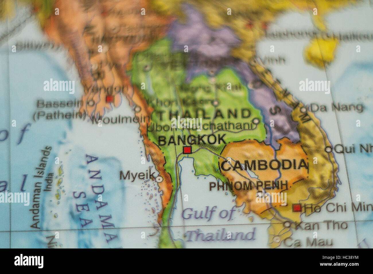 Foto di una mappa di Thailandia e Cambogia . Foto Stock