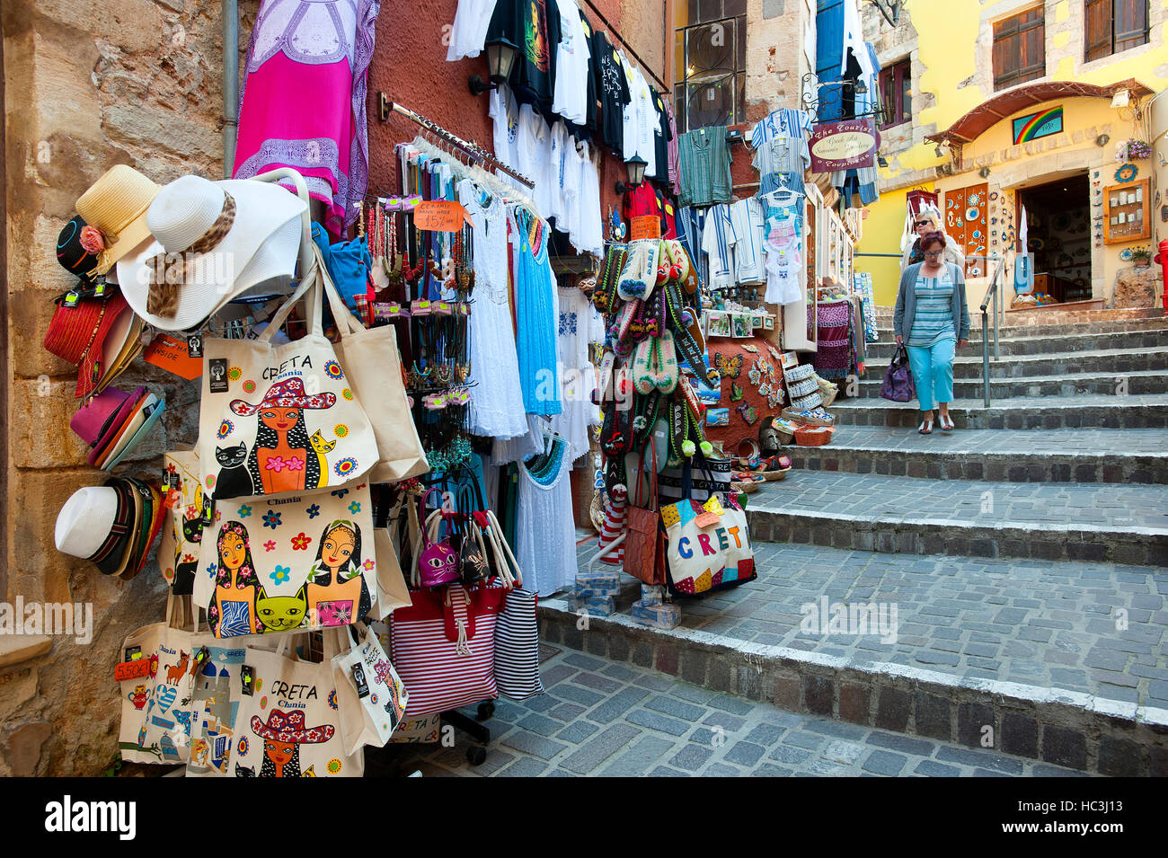 Shopping a Chania, Creta, Grecia Foto Stock