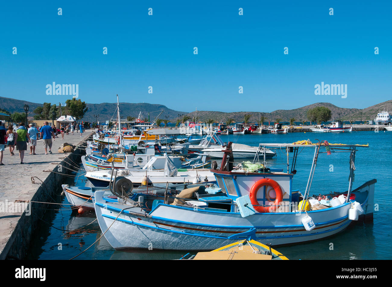 Barche da pesca Elounda, Creta, Grecia Foto Stock