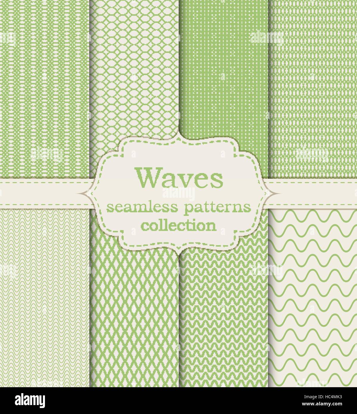 Illustrazione Vettoriale set di modelli senza giunture delle forme d'onda Illustrazione Vettoriale