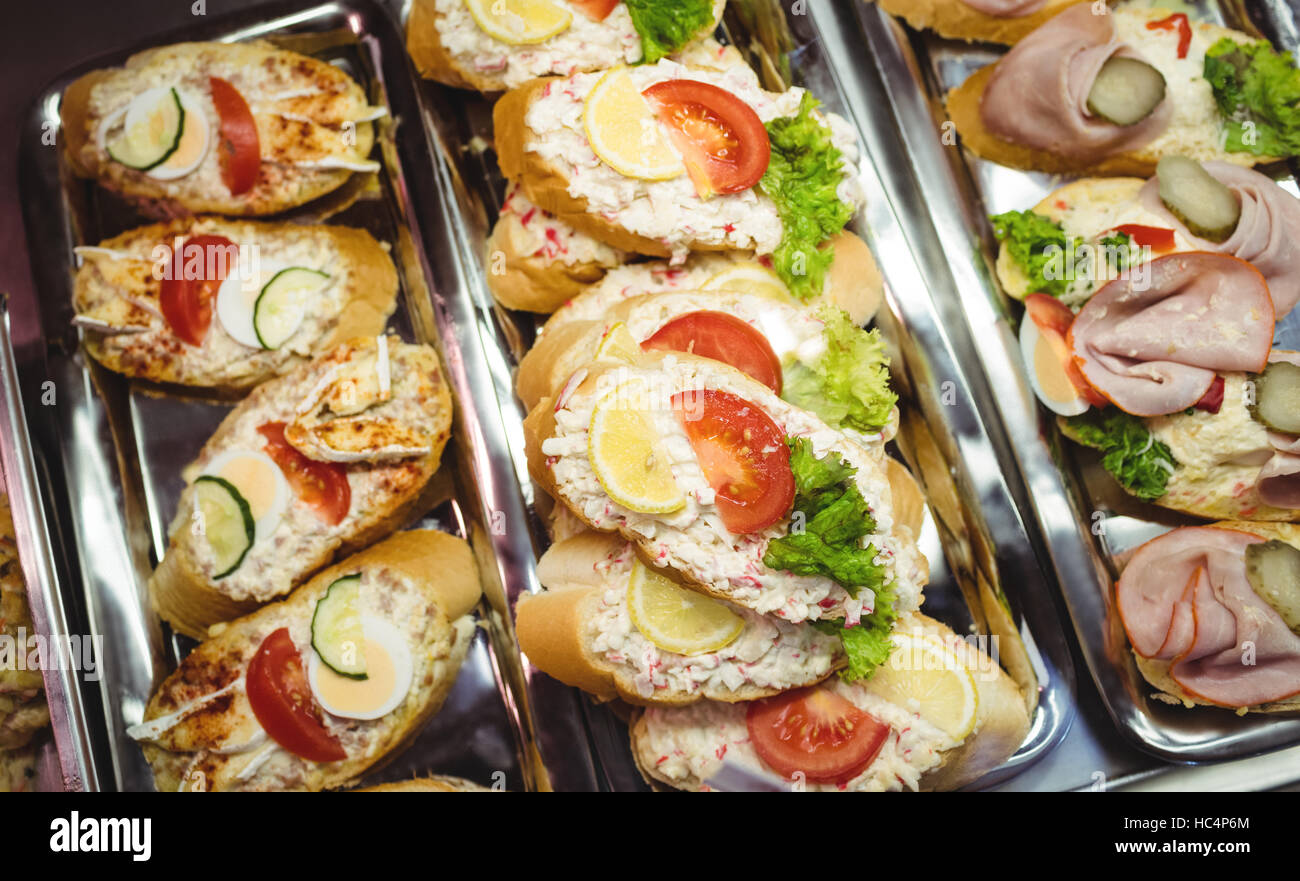 Close-up di antipasti in un vassoio Foto Stock