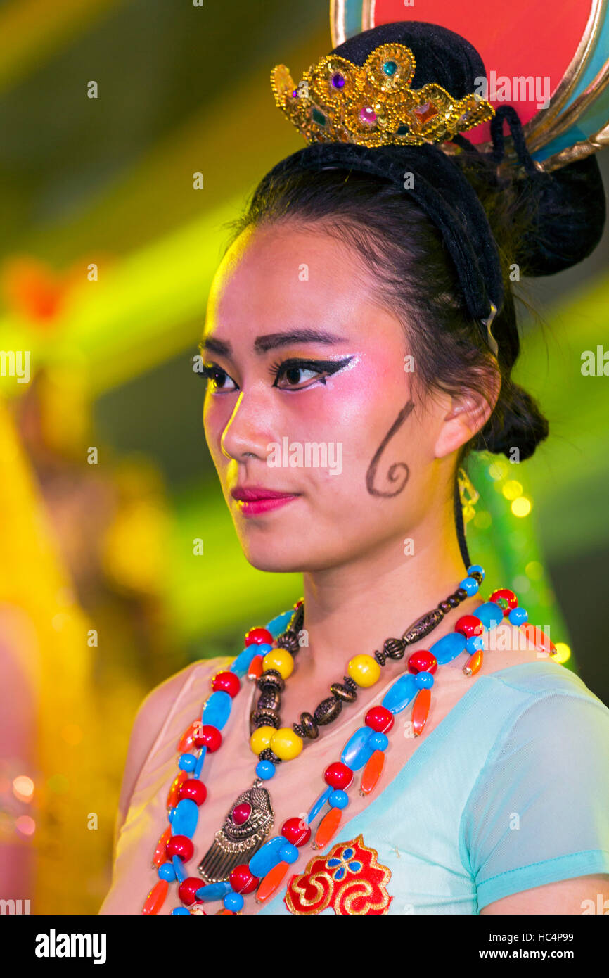 Attore al cinese spettacolo culturale, Xian, Cina Foto Stock