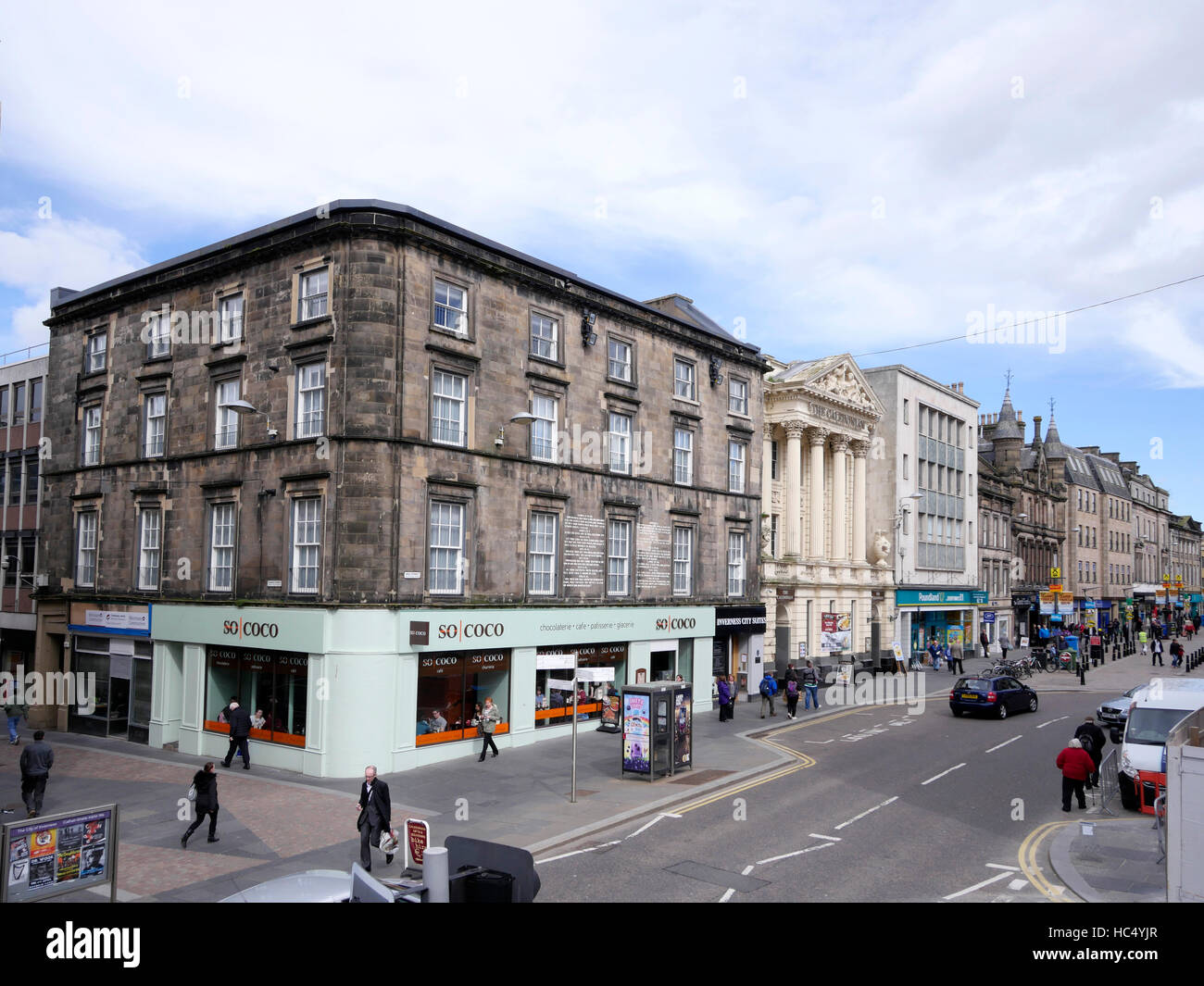 Vista generale di High Street, Inverness, Highland, Scozia. Foto Stock