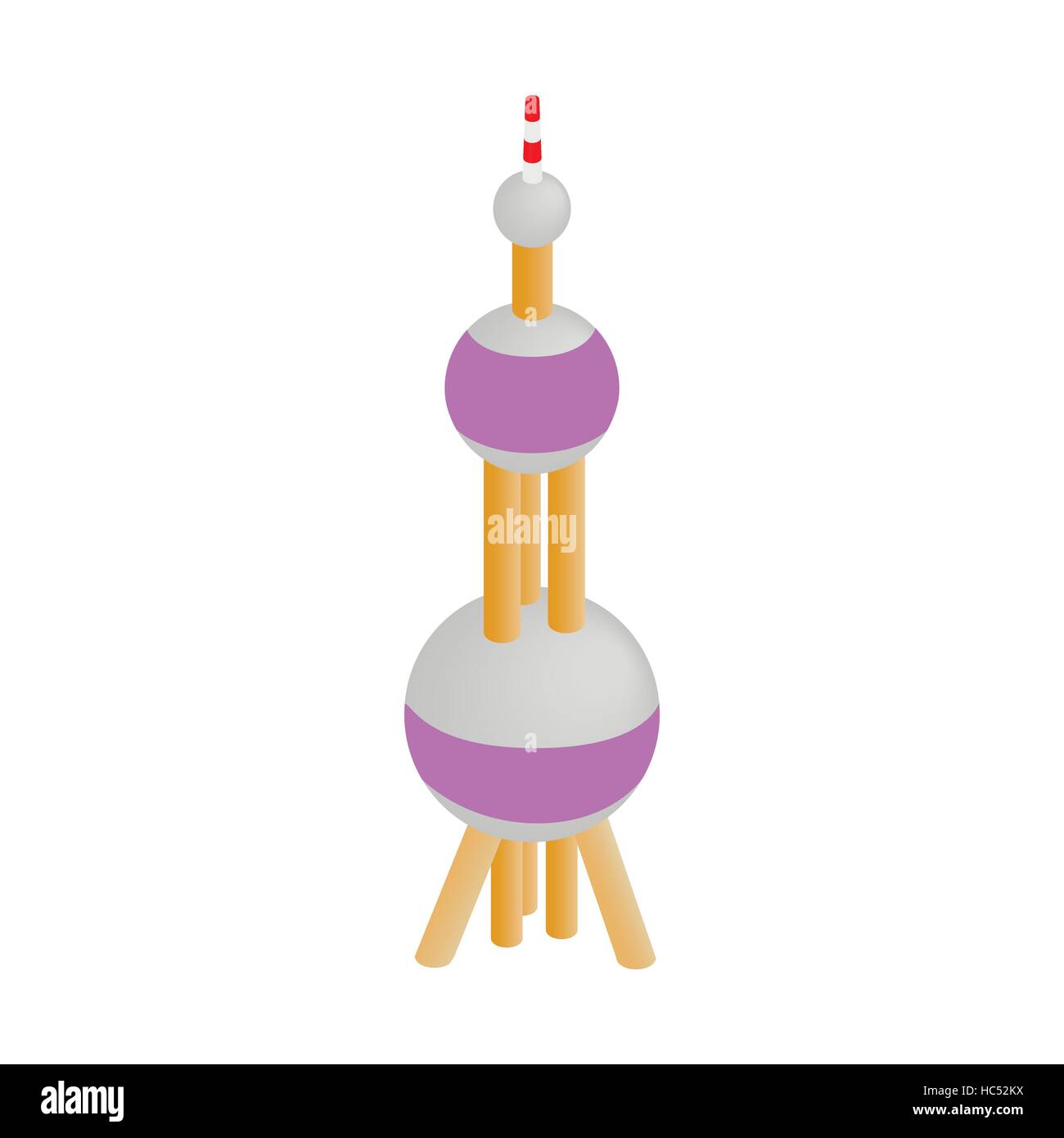 Oriental Pearl Tower icona isometrica 3d style Illustrazione Vettoriale