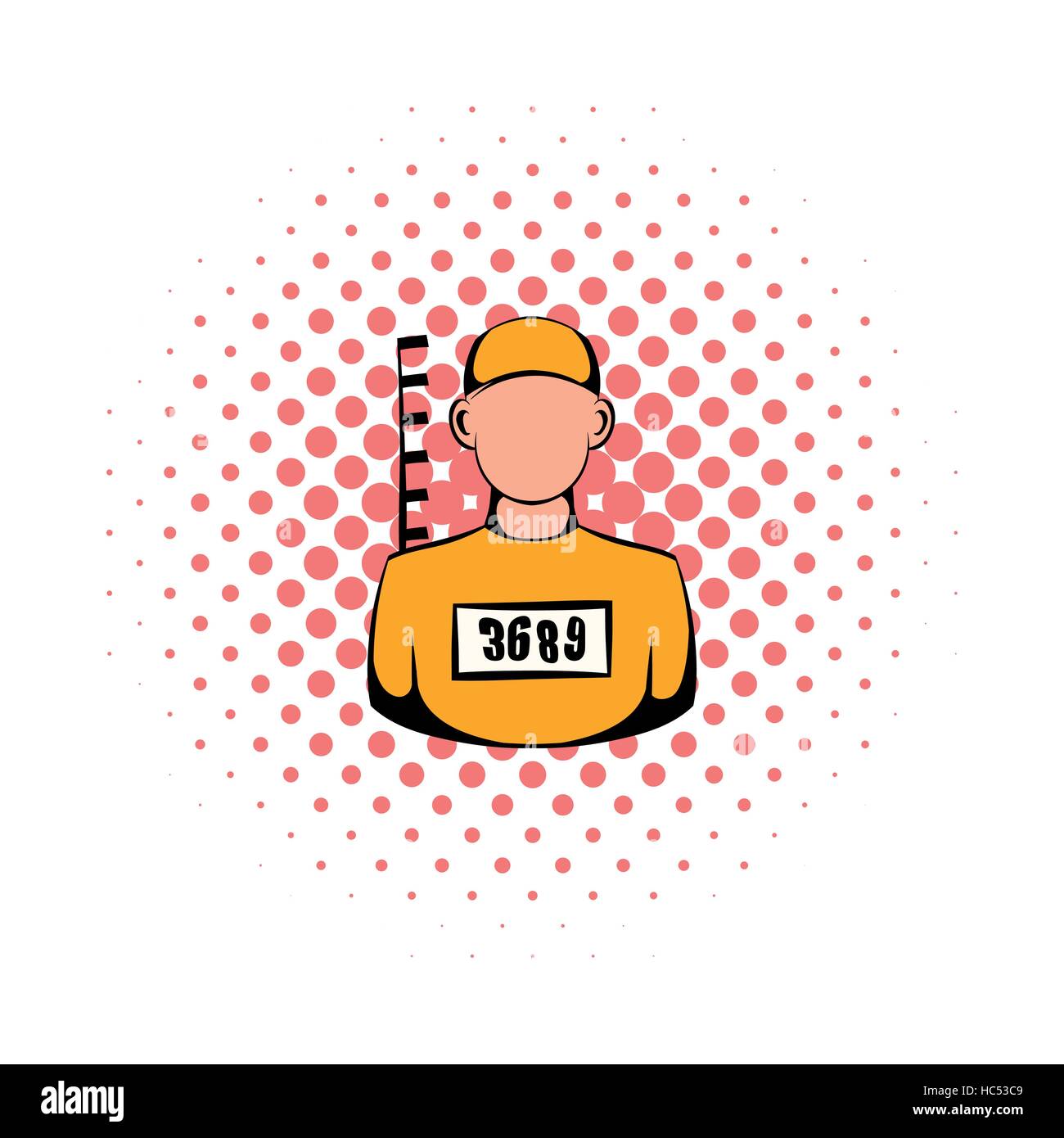 Prigioniero nella hat con numero di icona di stile di fumetti Illustrazione Vettoriale