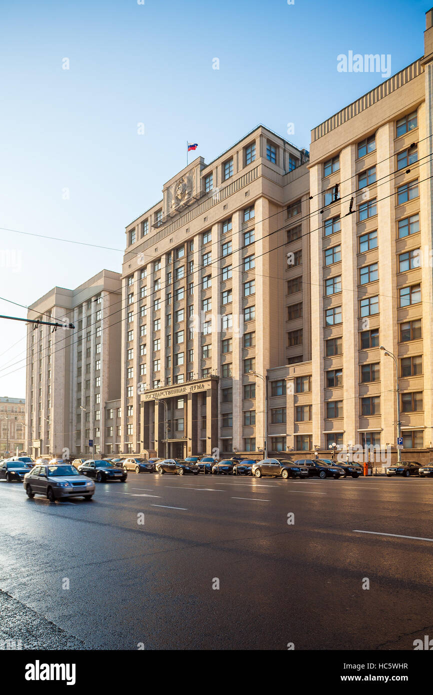 Duma di Stato (Parlamento) Costruzione della Russia, Mosca, Russia Foto Stock