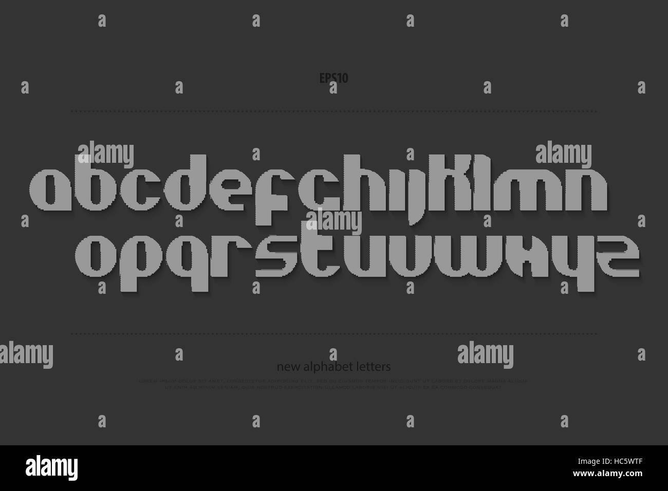 Set di alfabeto elegante lettere isolati su sfondo nero. vettore contemporaneo, round font di tipo moderno, striped character design. dynamic typesett Illustrazione Vettoriale