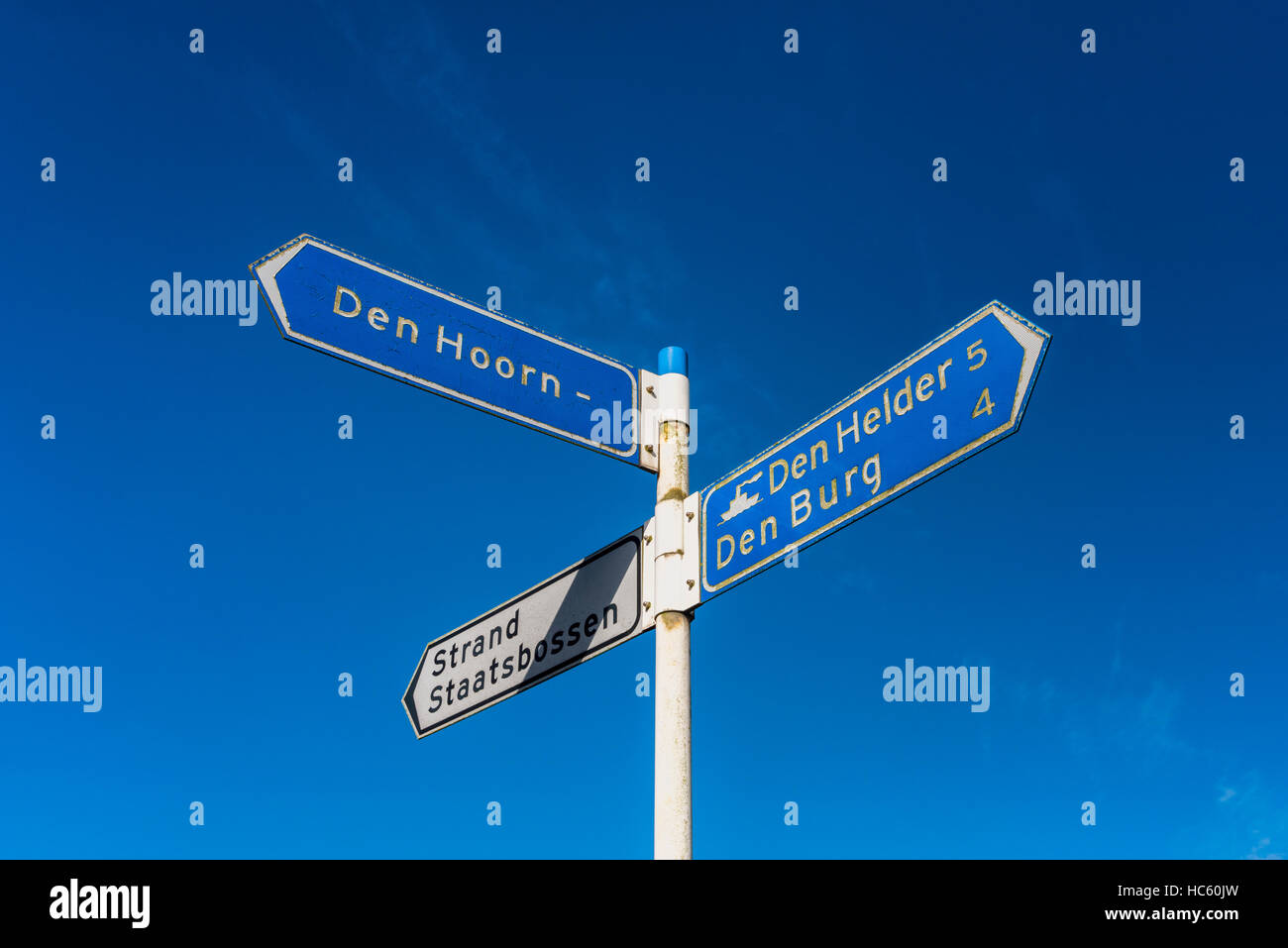Segnaletica direzionale su Texel Foto Stock