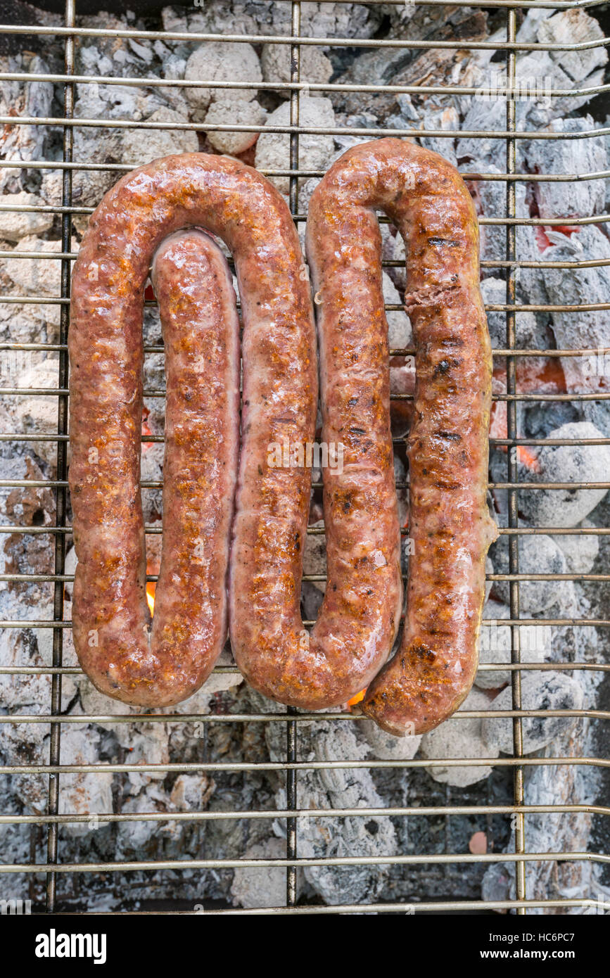 Barbecue braai Africa Zimbabwe di fiamma a base di carne alla griglia Foto Stock