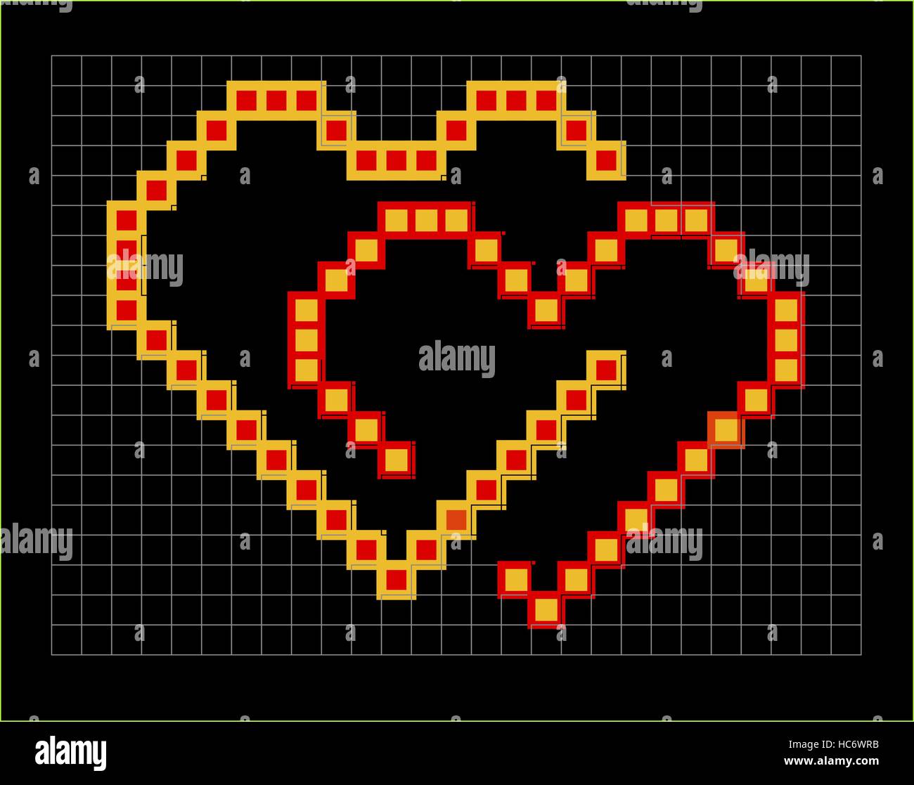 Valentino pixel colorato cuore giovane Illustrazione Vettoriale