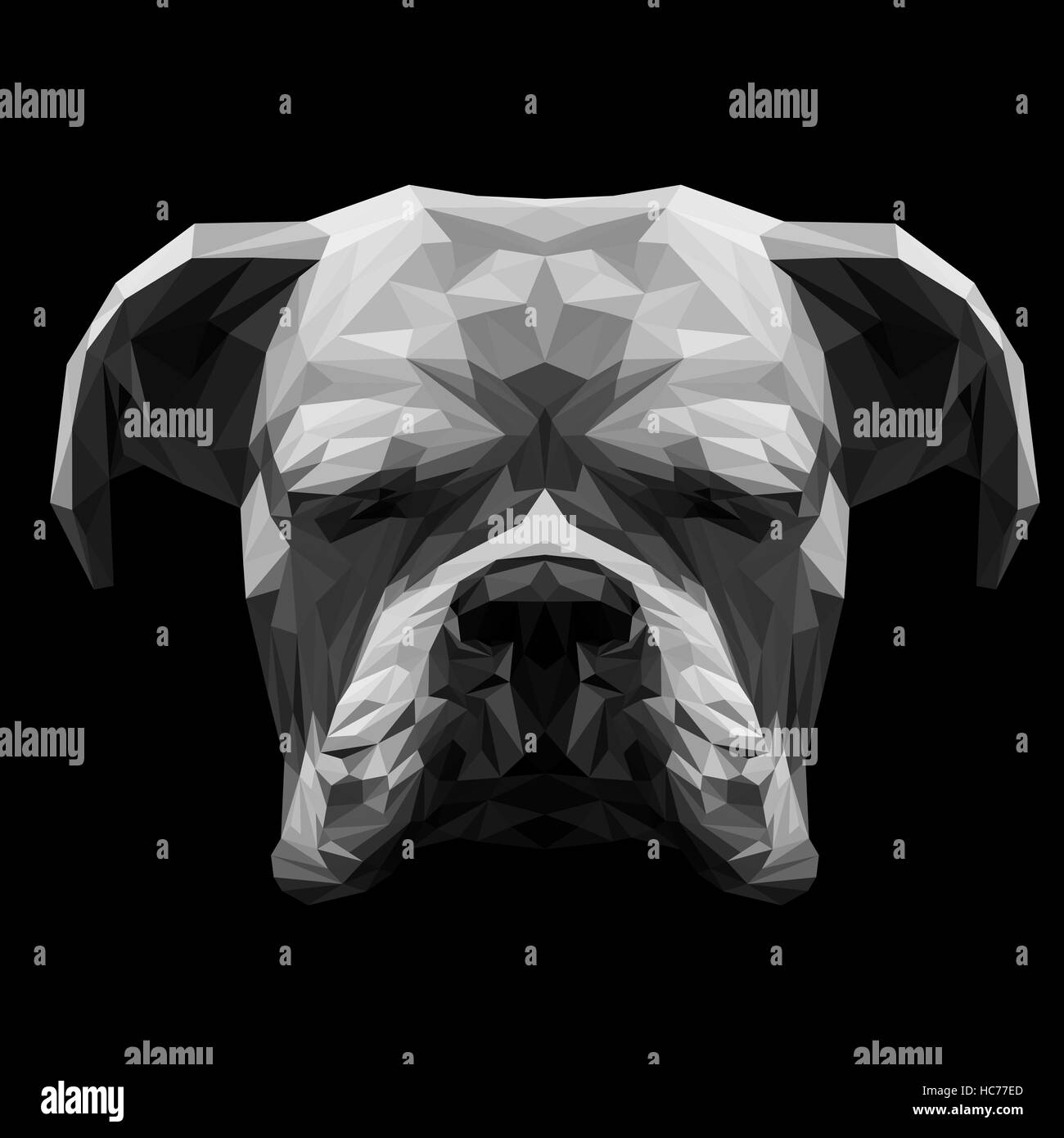 Boxer bianco cane bassa poli design. Triangolo illustrazione vettoriale Illustrazione Vettoriale