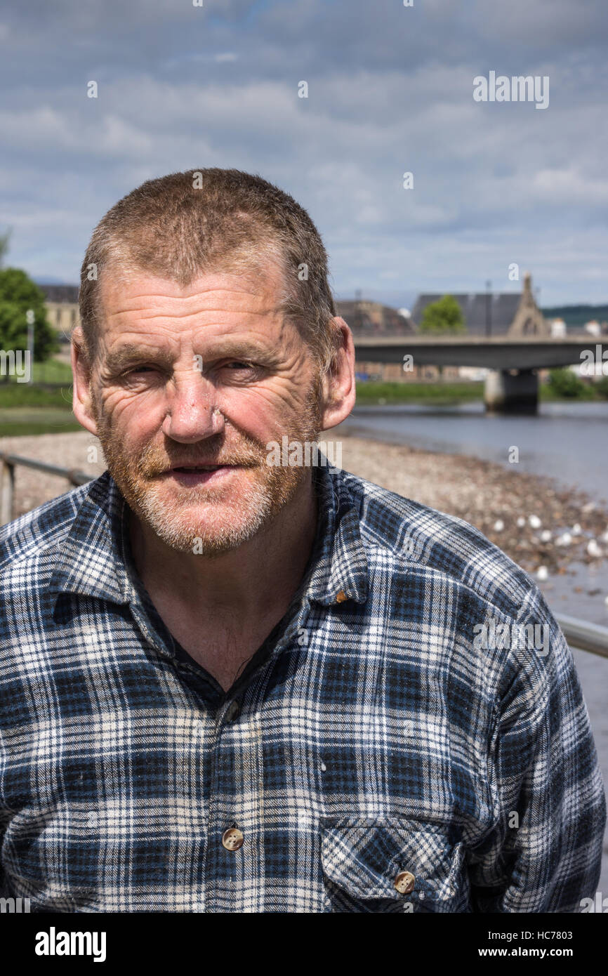 Closeup ritratto di uomo scozzese di Inverness. Foto Stock