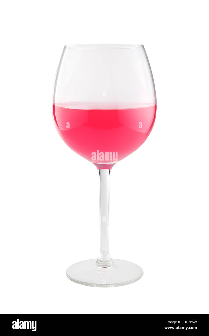 Bicchiere di vino rosato su bianco Foto Stock