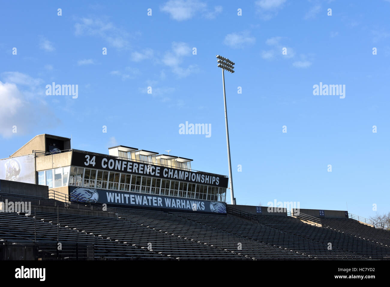 Motore Perkins a stadio di calcio presso la University of Wisconsin - Whitewater, Whitewater, Wisconsin Foto Stock