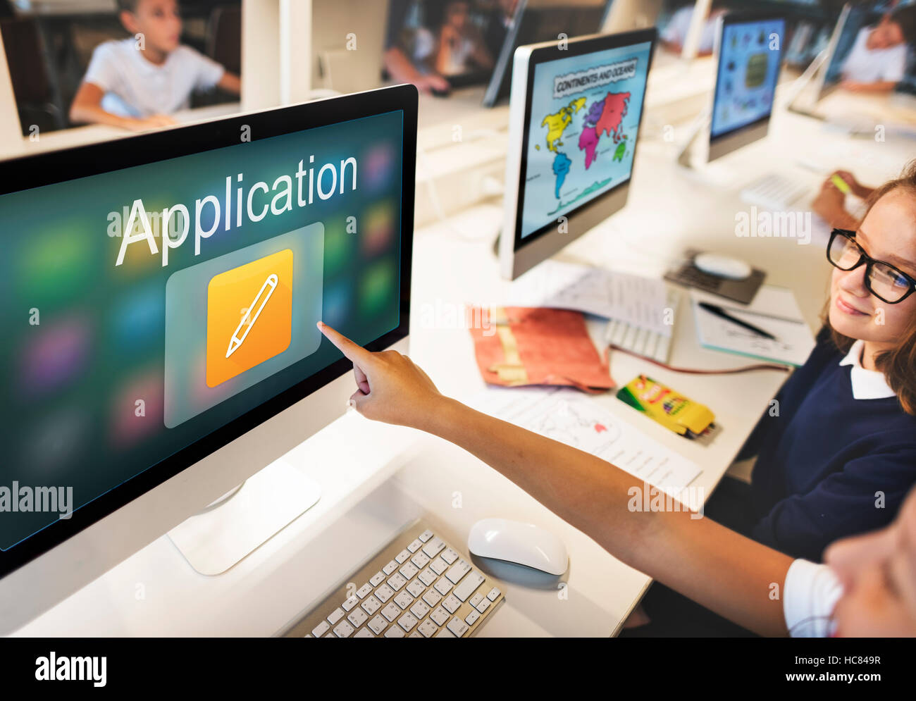 Icona a forma di matita educazione on line learning Graphic Concept Foto Stock