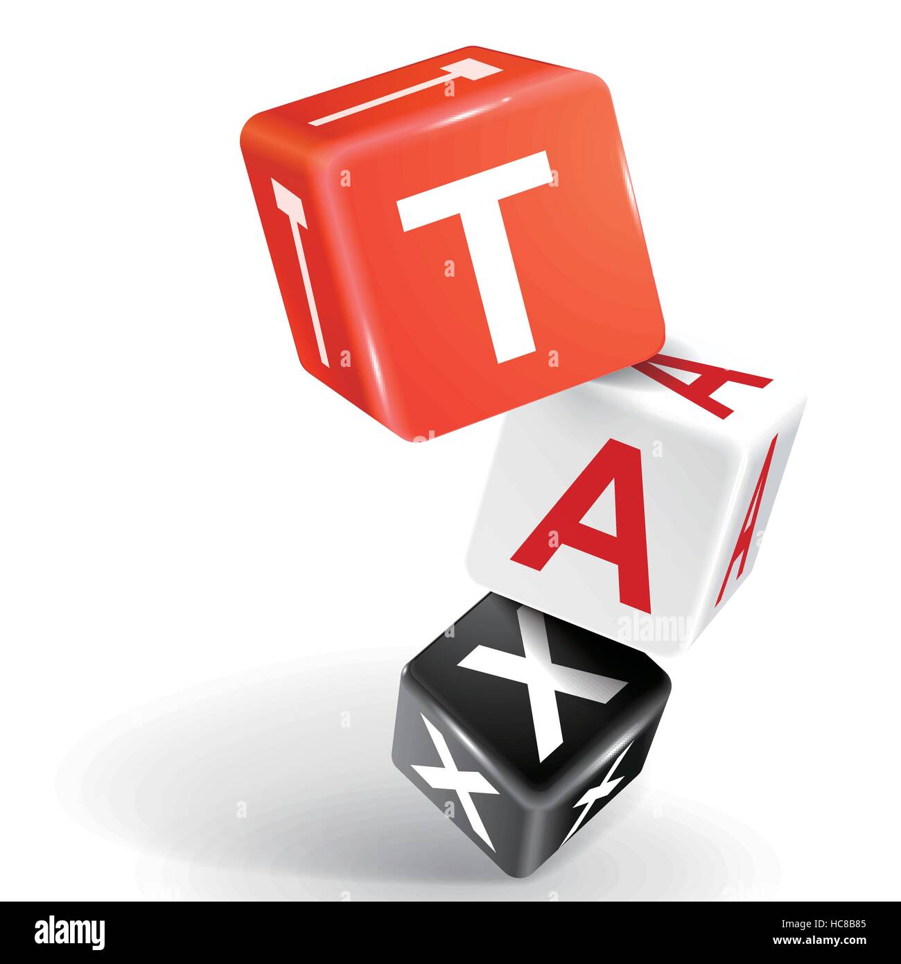 Vettore 3d dice con parola imposta su sfondo bianco Illustrazione Vettoriale