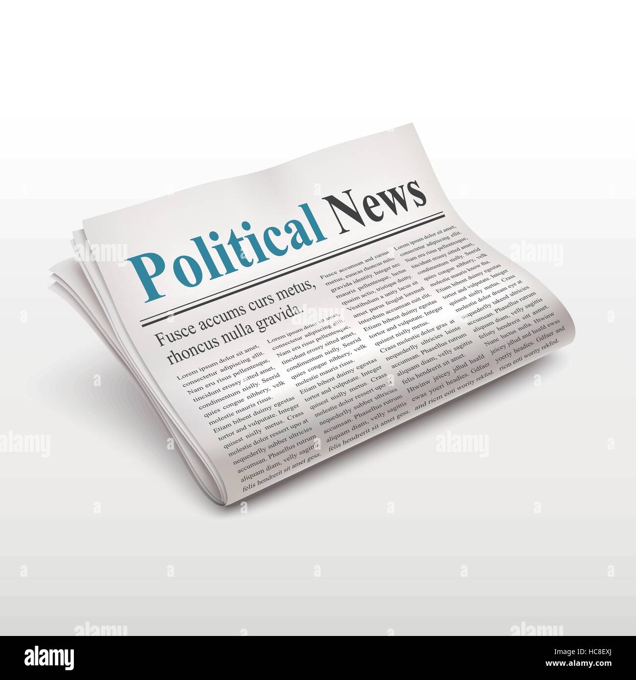 Notizie politiche di parole sul giornale su sfondo bianco Illustrazione Vettoriale