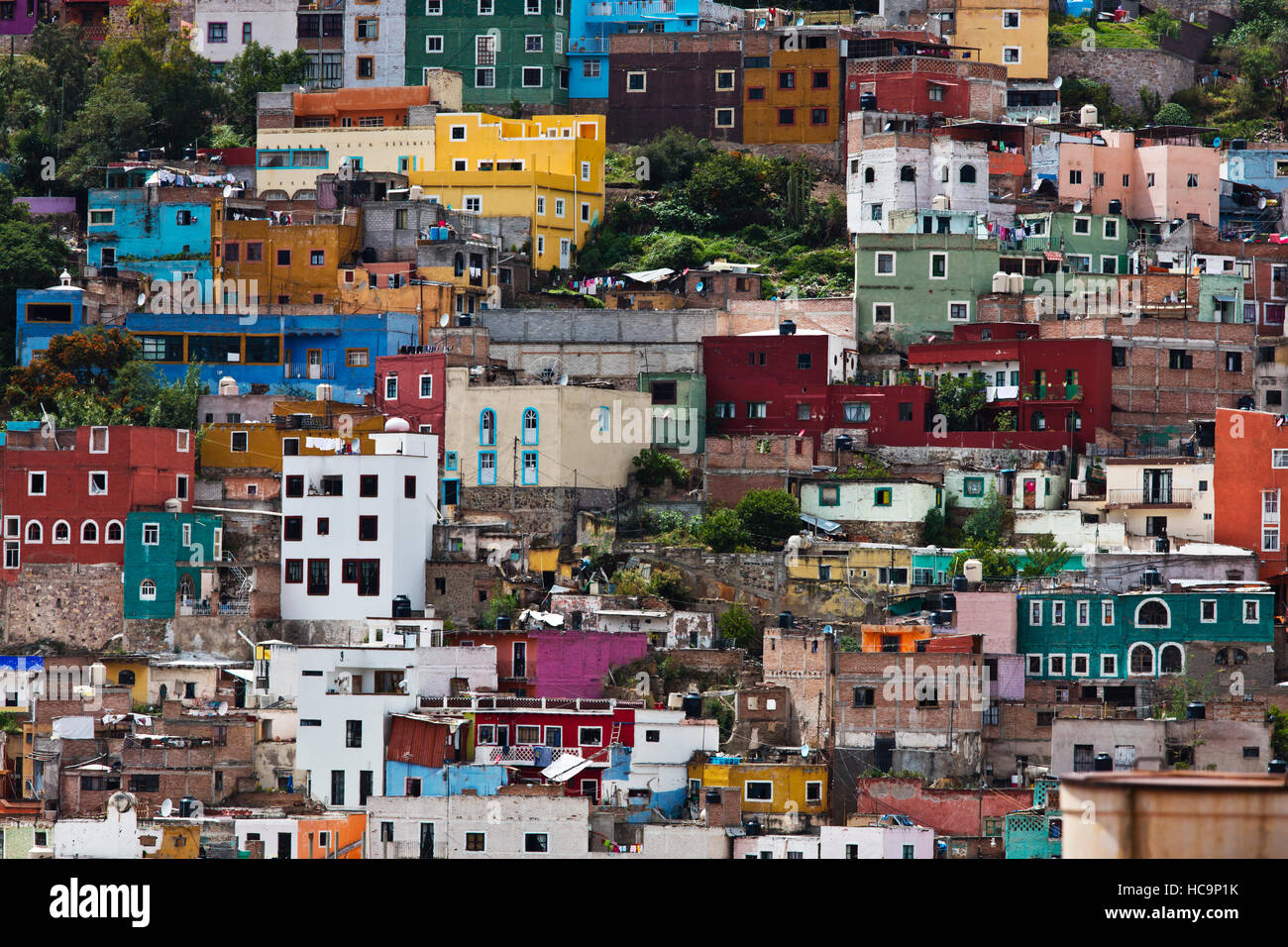 La colorata architettura di Guanajuato è ben conosciuta in tutto il Messico Foto Stock