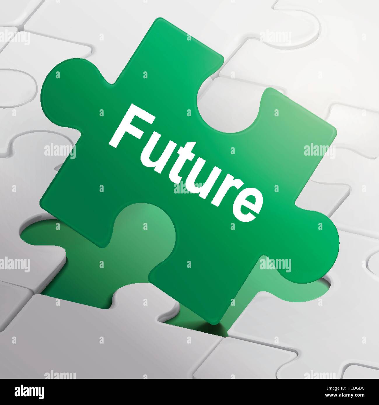 Futuro parola sul verde i pezzi del puzzle sullo sfondo Illustrazione Vettoriale