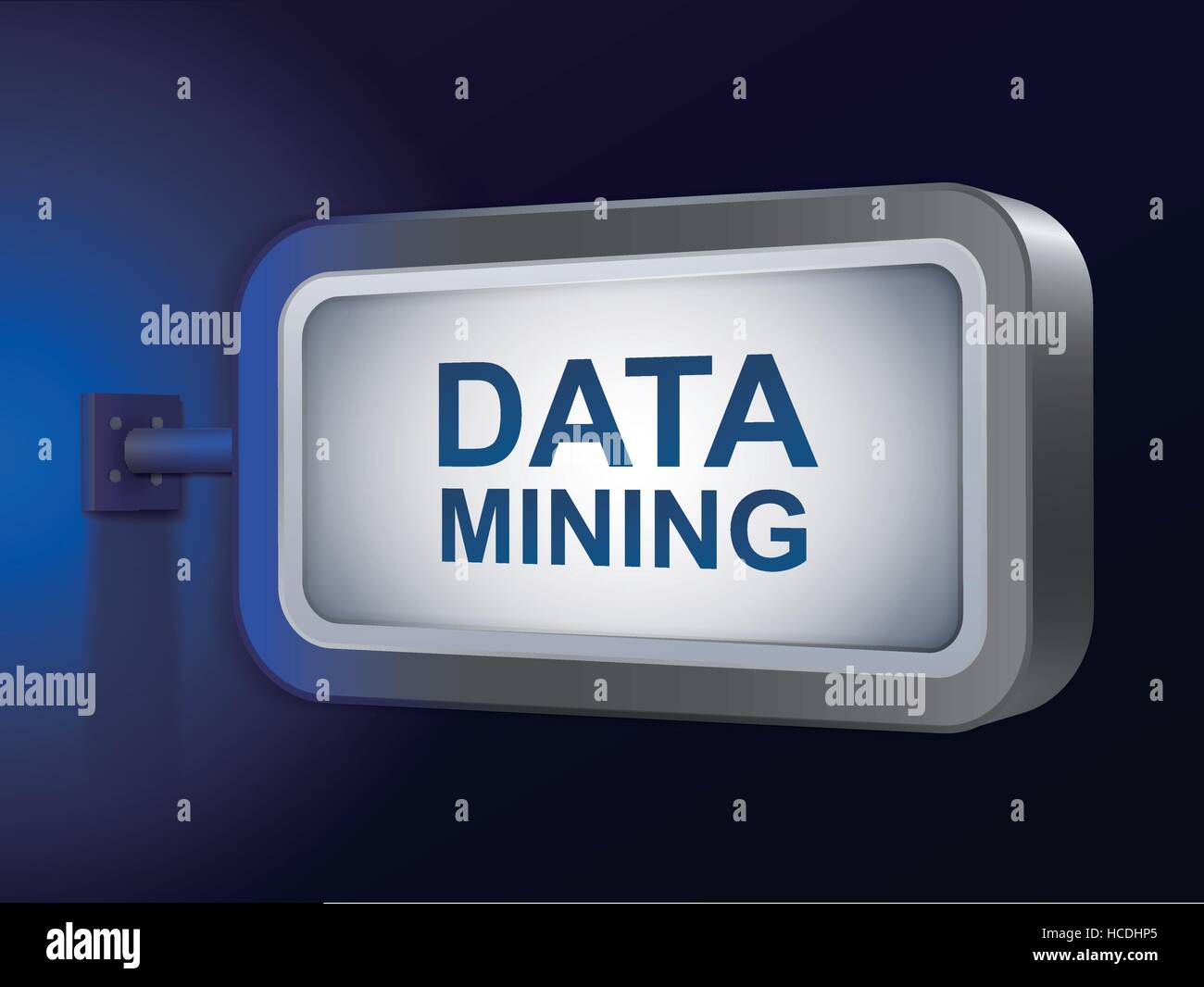 Il data mining di parole sul cartellone su sfondo blu Illustrazione Vettoriale