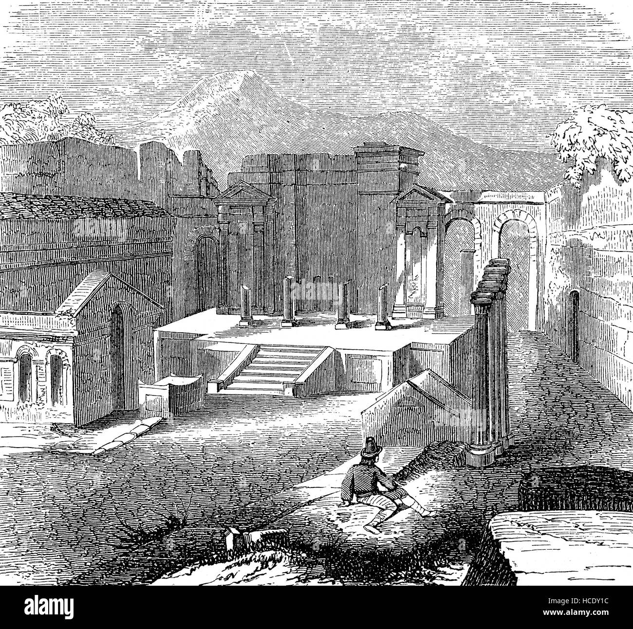 I resti del tempio di Iside a Pompei, Pompeo, Italia, la storia di Roma antica, l'impero romano Foto Stock